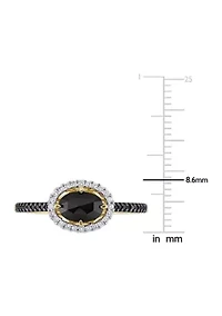 1.2 ct. t.w. Black and White Diamond Oval Halo Engagement Ring 14k Yellow Gold