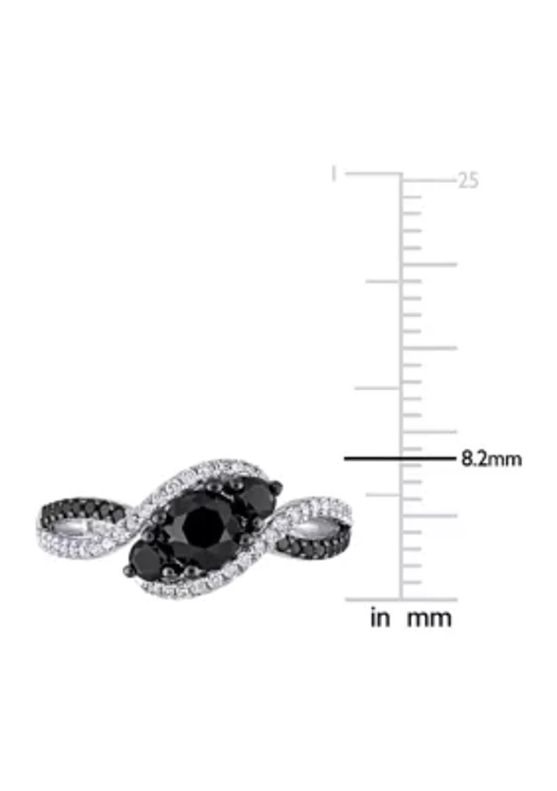 1 ct. t.w. Black and White Diamond 3-Stone Crossover Engagement Ring 10k Gold