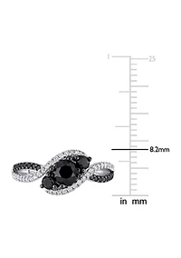 1 ct. t.w. Black and White Diamond 3-Stone Crossover Engagement Ring 10k Gold