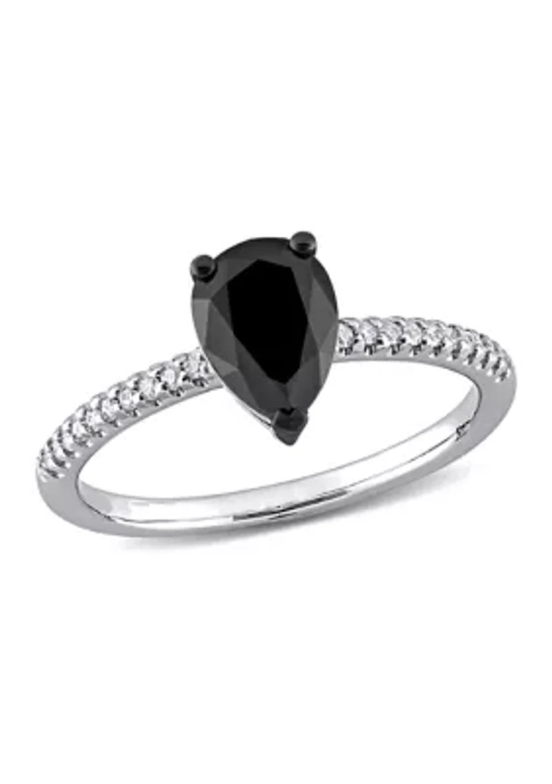 1.1 ct. t.w. Black and White Diamond Teardrop Engagement Ring 14k Gold