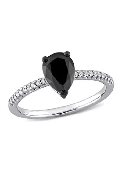 1.1 ct. t.w. Black and White Diamond Teardrop Engagement Ring 14k Gold