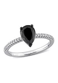 1.1 ct. t.w. Black and White Diamond Teardrop Engagement Ring 14k Gold