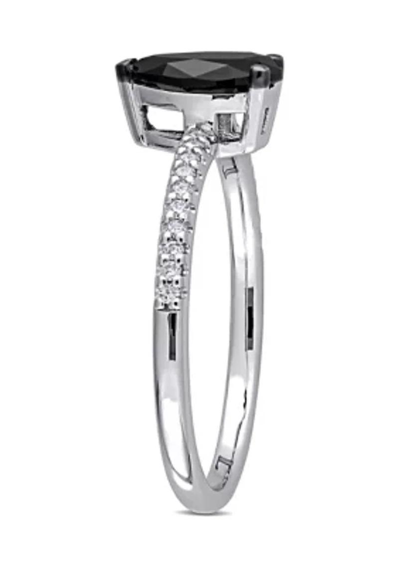 1.1 ct. t.w. Black and White Diamond Teardrop Engagement Ring 14k Gold