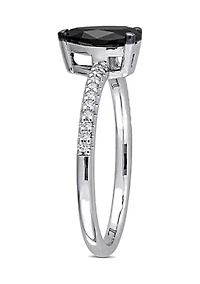1.1 ct. t.w. Black and White Diamond Teardrop Engagement Ring 14k Gold