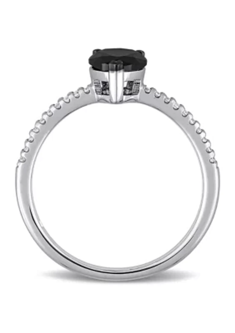1.1 ct. t.w. Black and White Diamond Teardrop Engagement Ring 14k Gold