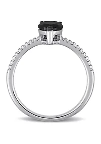 1.1 ct. t.w. Black and White Diamond Teardrop Engagement Ring 14k Gold