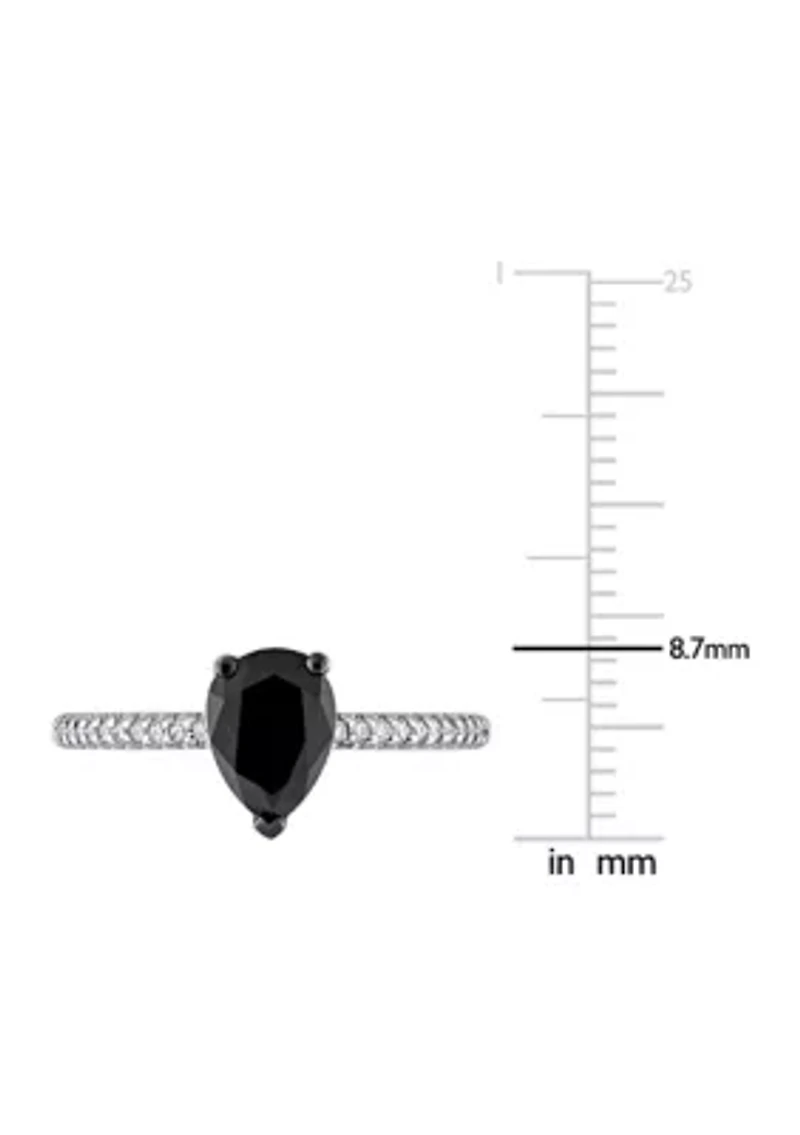 1.1 ct. t.w. Black and White Diamond Teardrop Engagement Ring 14k Gold