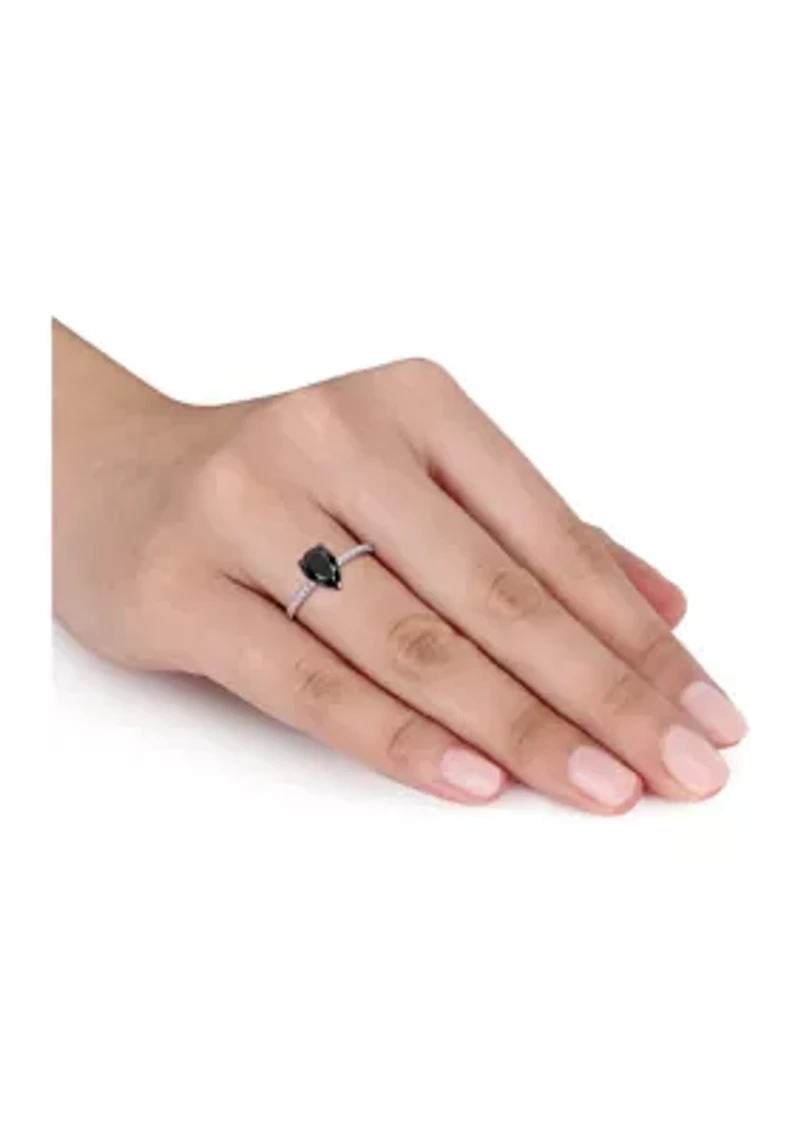 1.1 ct. t.w. Black and White Diamond Teardrop Engagement Ring 14k Gold