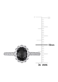 1.2 ct. t.w. Black and White Diamond Oval Halo Engagement Ring 14k Gold