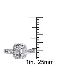 3/4 ct. t.w. Diamond Halo Split Shank Engagement Ring 18k White Gold