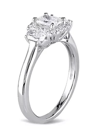1 ct. t.w. Diamond Radiant Cut Halo 3-Stone Engagement Ring 14k White Gold