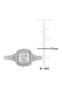 1.2 ct. t.w. Diamond Asscher-Cut Halo Split Shank Engagement Ring 14k White Gold
