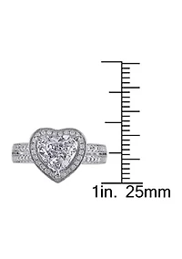 2 ct. t.w.  Diamond Heart Halo Split Shank Engagement Ring 14k White Gold