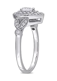 1/2 ct. t.w. Diamond Pear Halo Engagement Ring 10k White Gold