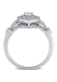 1/2 ct. t.w. Diamond Pear Halo Engagement Ring 10k White Gold