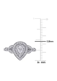 1/2 ct. t.w. Diamond Pear Halo Engagement Ring 10k White Gold