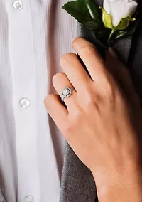 1 ct. t.w. Diamond Asscher Cut Double Halo Engagement Ring 14k White Gold