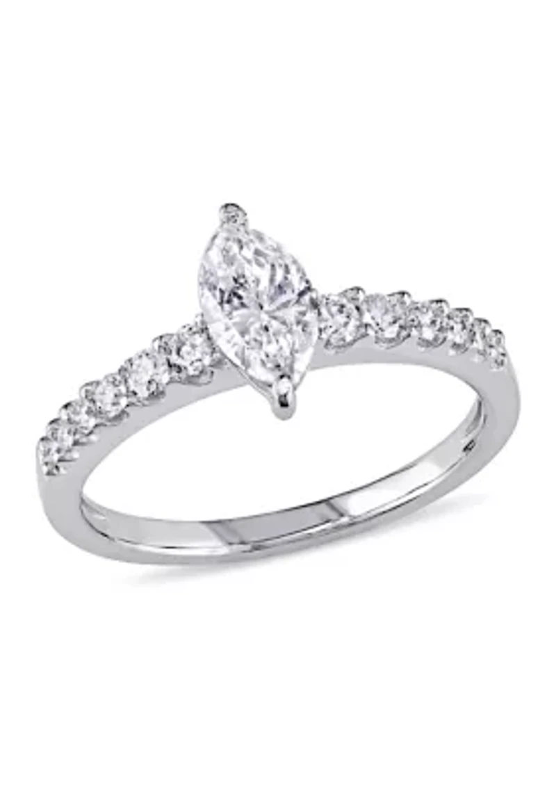 1 ct. t.w. Diamond Marquise Cut Engagement Ring 14k White Gold