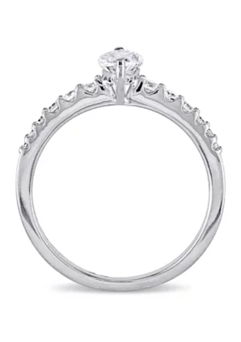 1 ct. t.w. Diamond Marquise Cut Engagement Ring 14k White Gold