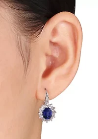 3-Piece Created Blue and White Sapphire 1/10 CT TW Diamond Necklace, Earrings Ring Set Sterling Silver
