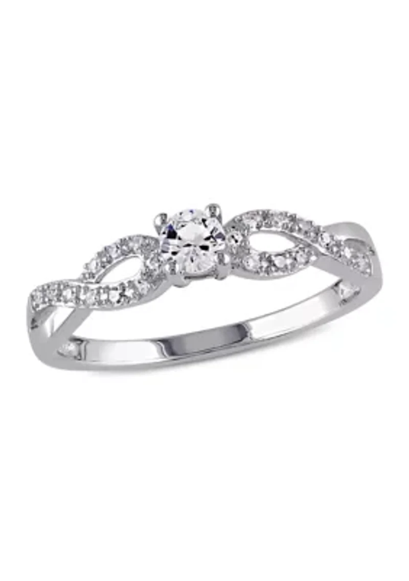 Created White Sapphire and 1/10 ct. t.w. Diamond Infinity Ring Sterling Silver