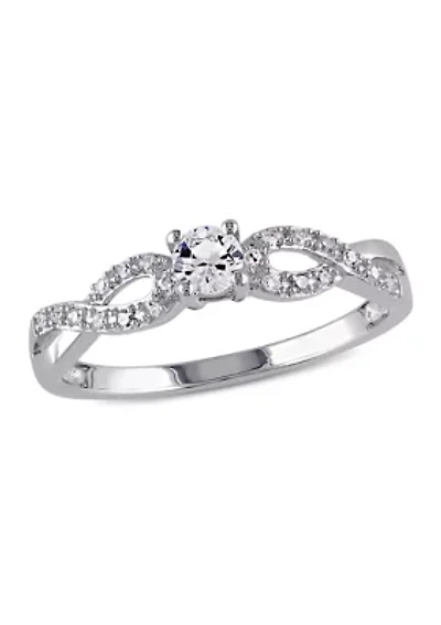 Created White Sapphire and 1/10 ct. t.w. Diamond Infinity Ring Sterling Silver