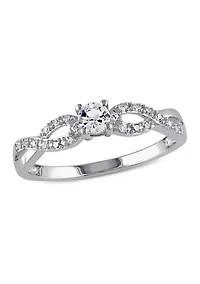 Created White Sapphire and 1/10 ct. t.w. Diamond Infinity Ring Sterling Silver