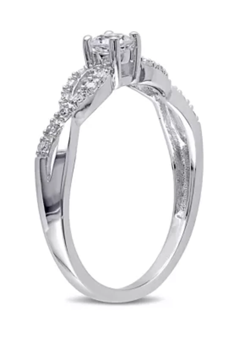 Created White Sapphire and 1/10 ct. t.w. Diamond Infinity Ring Sterling Silver
