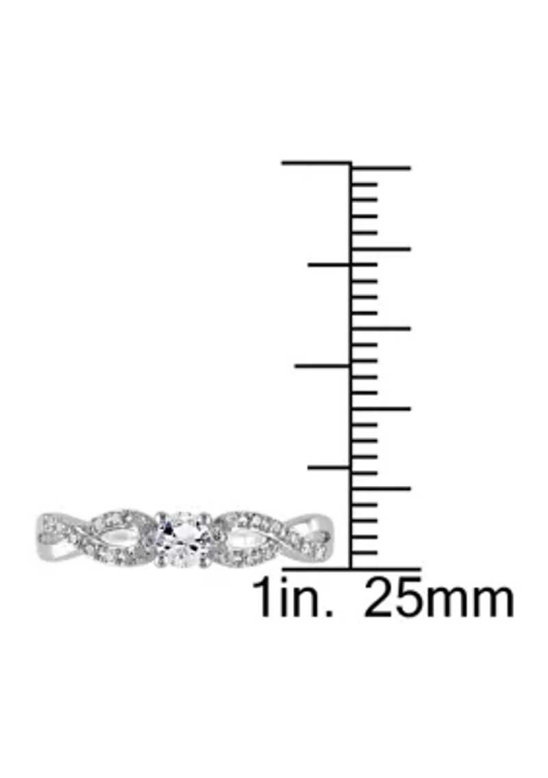 Created White Sapphire and 1/10 ct. t.w. Diamond Infinity Ring Sterling Silver
