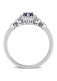 3/8 ct. t.w. Created Blue Sapphire and Diamond-Accent Halo Heart Ring Sterling Silver