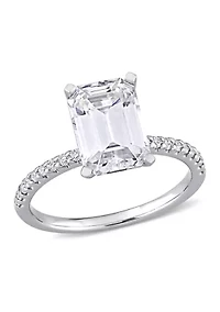 3.2 ct. t.w. Created Moissanite Emerald-Cut Engagement Ring 10K White Gold