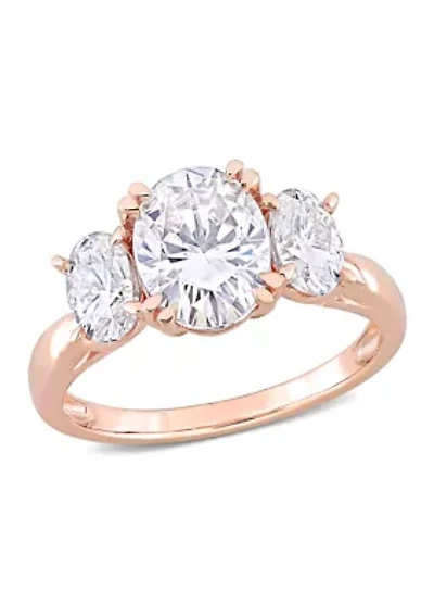3 ct. t.w. Created Moissanite 3-Stone Engagement Ring 10k Rose Gold