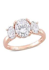 3 ct. t.w. Created Moissanite 3-Stone Engagement Ring 10k Rose Gold