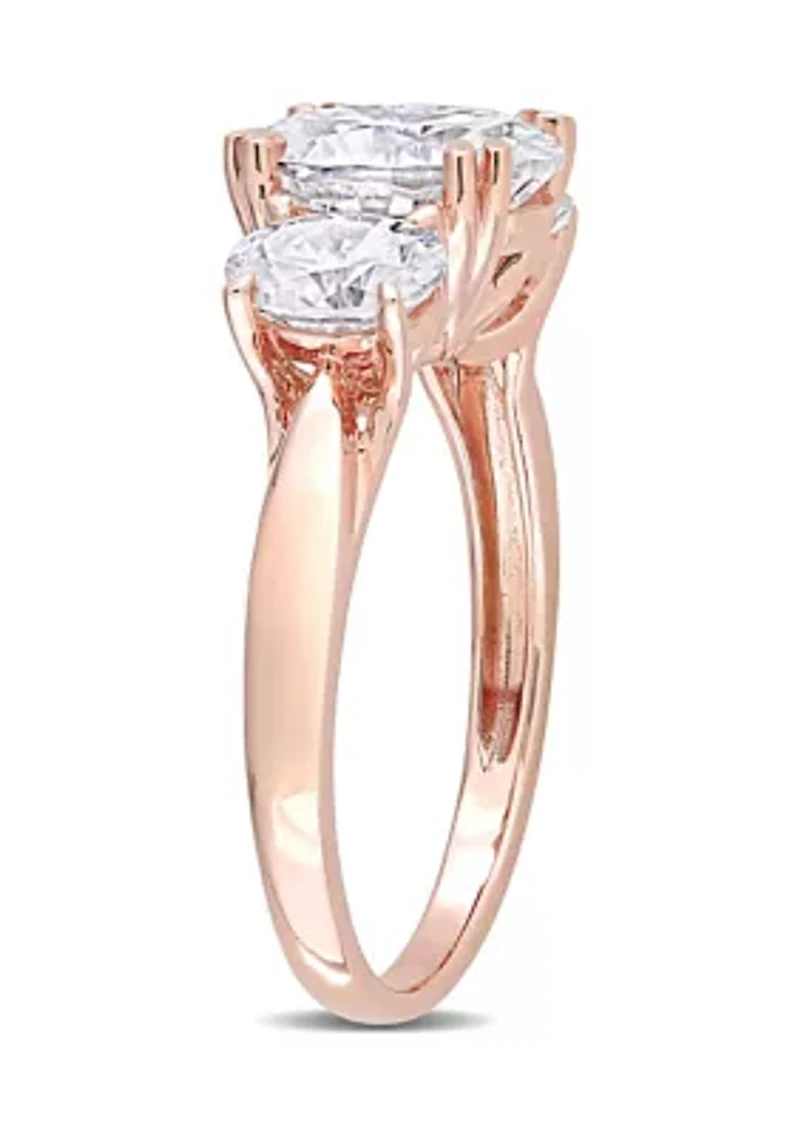 3 ct. t.w. Created Moissanite 3-Stone Engagement Ring 10k Rose Gold