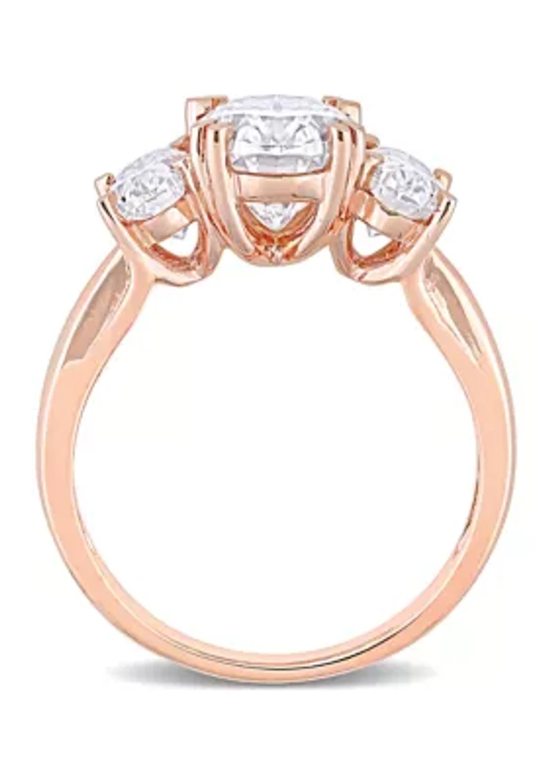 3 ct. t.w. Created Moissanite 3-Stone Engagement Ring 10k Rose Gold
