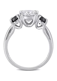 2 ct. t.w. Created Moissanite and 3/4 Black Diamond 3-Stone Engagement Ring 10K White Gold