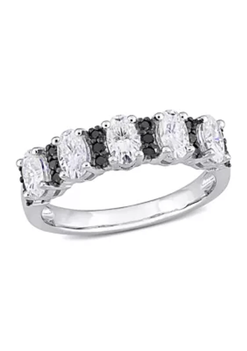 1.5 ct. t.w Created Moissanite and 1/6 t.w. Black Diamond Anniversary Band 10K White Gold
