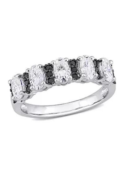 1.5 ct. t.w Created Moissanite and 1/6 t.w. Black Diamond Anniversary Band 10K White Gold