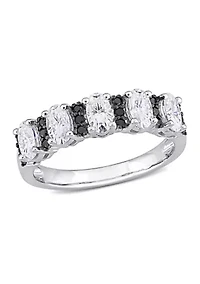 1.5 ct. t.w Created Moissanite and 1/6 t.w. Black Diamond Anniversary Band 10K White Gold