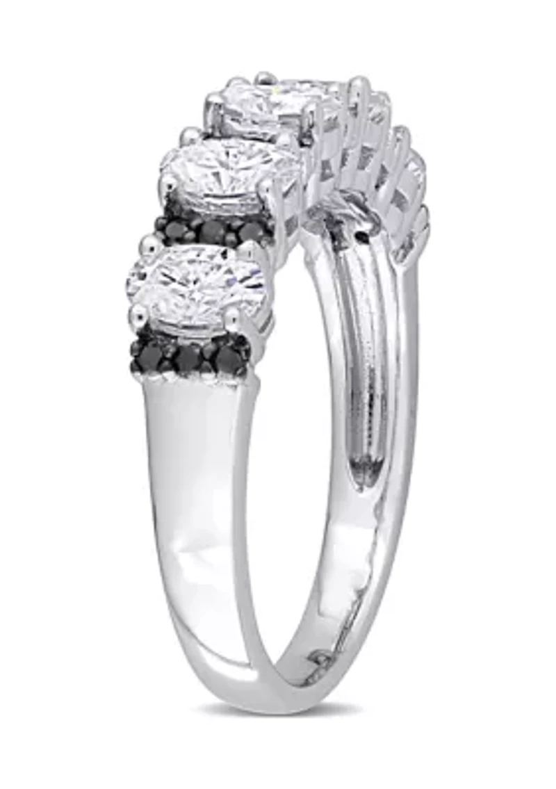 1.5 ct. t.w Created Moissanite and 1/6 t.w. Black Diamond Anniversary Band 10K White Gold