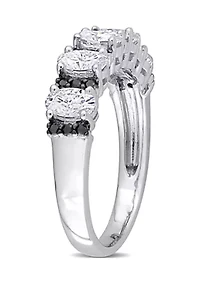 1.5 ct. t.w Created Moissanite and 1/6 t.w. Black Diamond Anniversary Band 10K White Gold