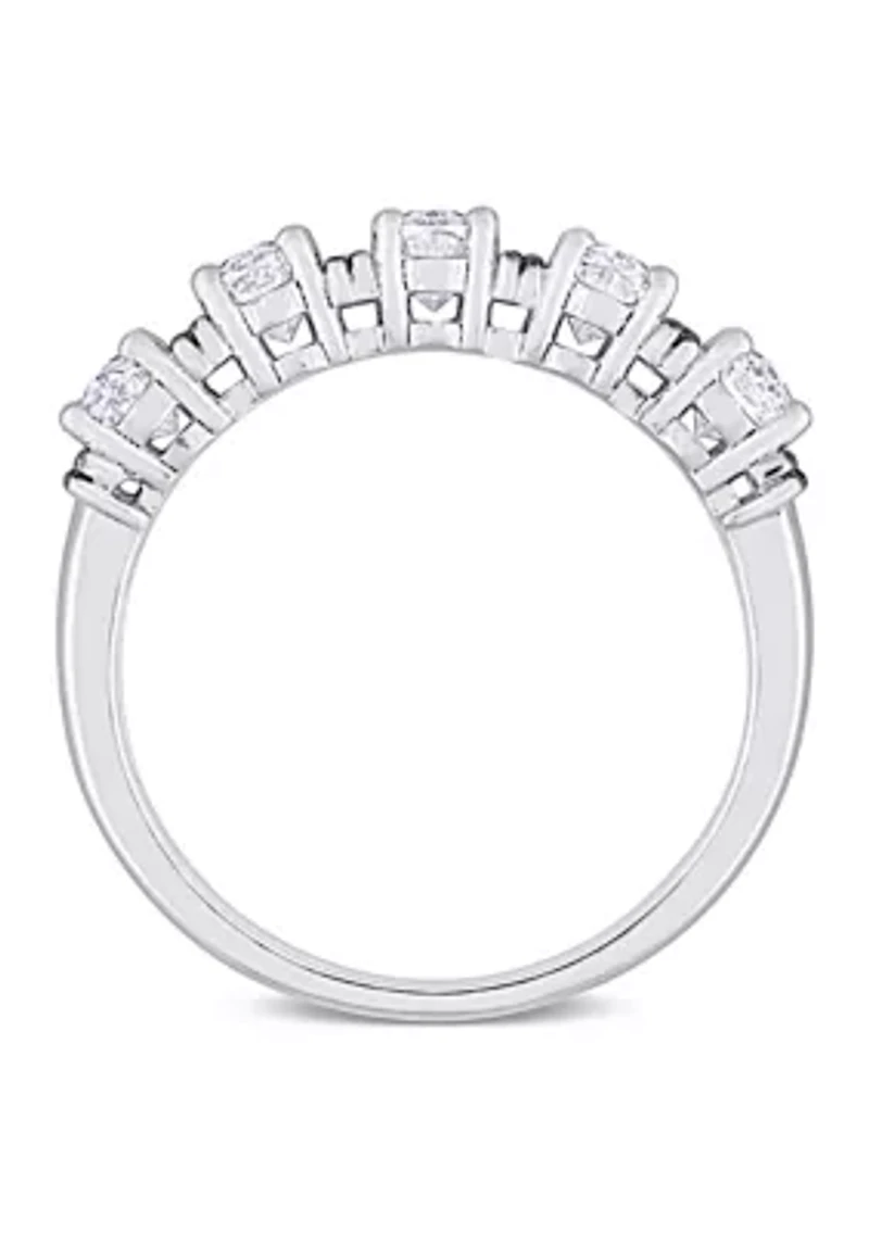 1.5 ct. t.w Created Moissanite and 1/6 t.w. Black Diamond Anniversary Band 10K White Gold