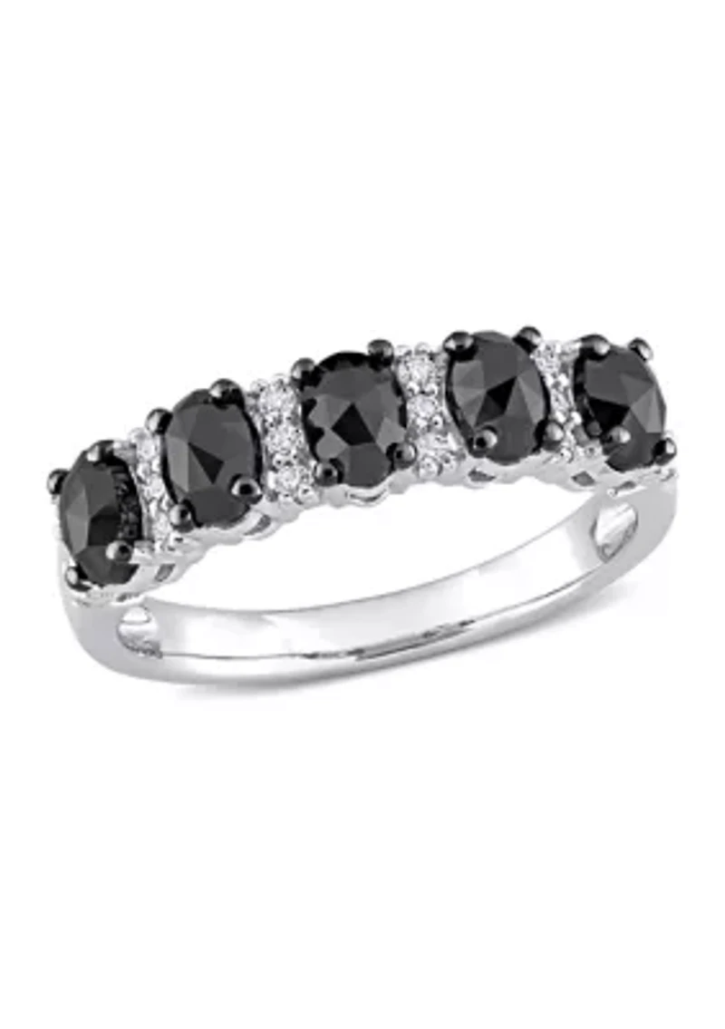 1/7 ct. t.w. Created Moissanite and 1.25 Black Diamond Anniversary Band 10K White Gold