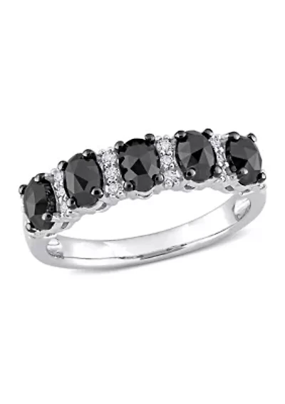 1/7 ct. t.w. Created Moissanite and 1.25 Black Diamond Anniversary Band 10K White Gold