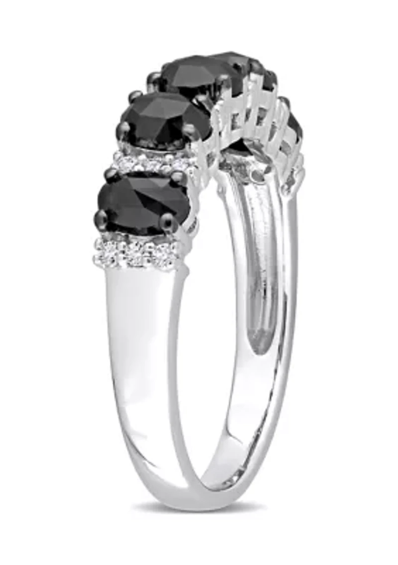 1/7 ct. t.w. Created Moissanite and 1.25 Black Diamond Anniversary Band 10K White Gold
