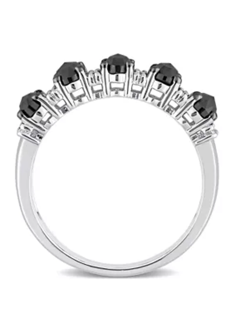 1/7 ct. t.w. Created Moissanite and 1.25 Black Diamond Anniversary Band 10K White Gold