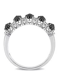 1/7 ct. t.w. Created Moissanite and 1.25 Black Diamond Anniversary Band 10K White Gold