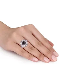 1.7 ct. t.w. Created Moissanite and 1.5 Black Diamond Flower Ring 10K White Gold