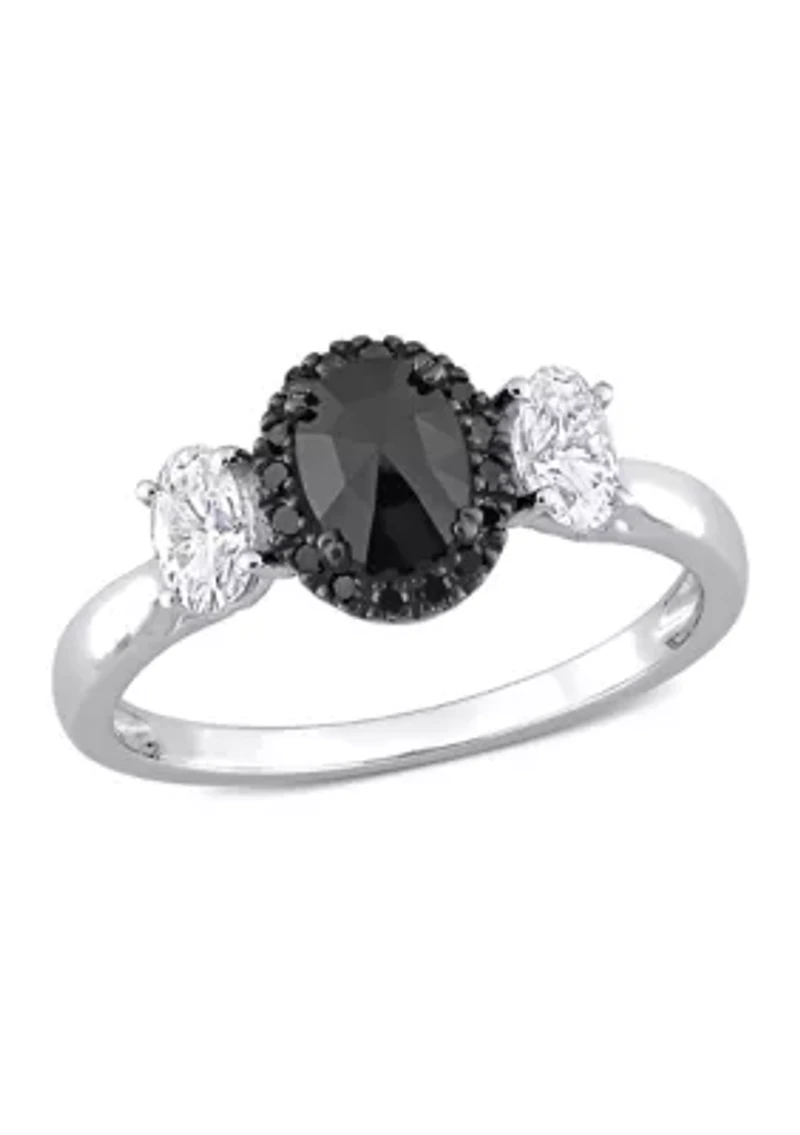 5/8 ct. t.w. Created Moissanite and Black Diamond Engagement Ring 10K White Gold