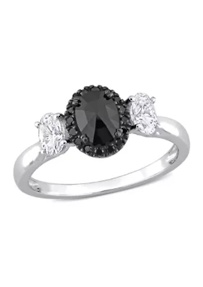 5/8 ct. t.w. Created Moissanite and Black Diamond Engagement Ring 10K White Gold